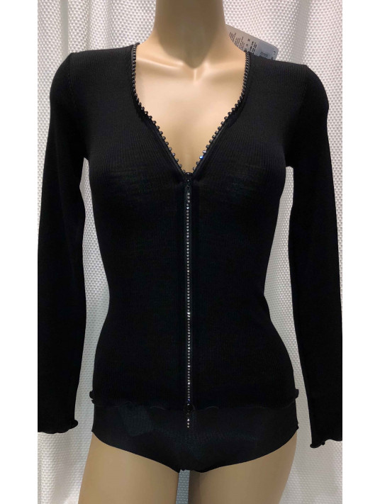 Woolen silk top Strass