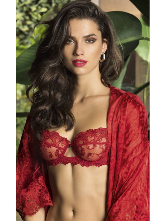 Balcony bra in lace with guipure by Lise Charmel red