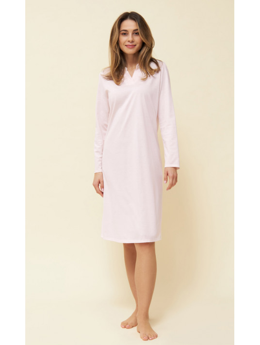 Feraud Long Sleeved Pink Cotton Nightgown