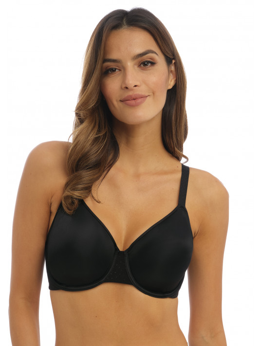 Minimizer and Side Smoother Bra with Lace - Black