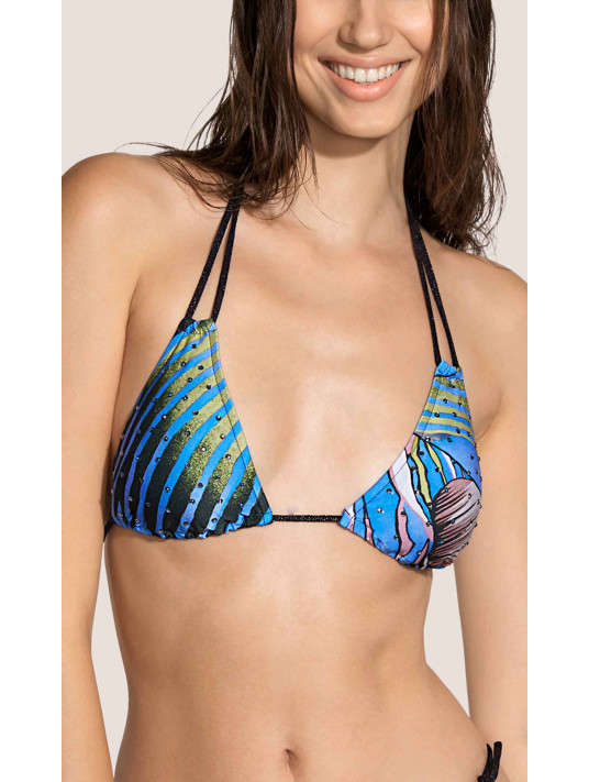 Andres Sarda Swimwear Gray Ocean Triangle Bikini Top