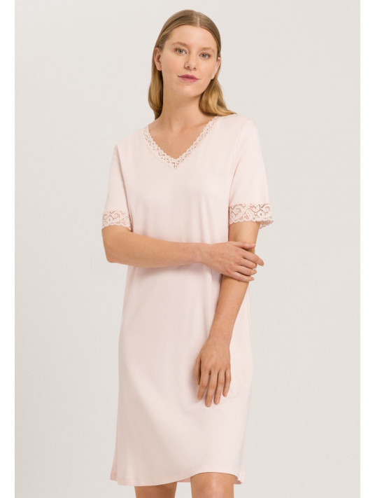 Hanro Chemise de nuit manches courtes rose MOMENTS