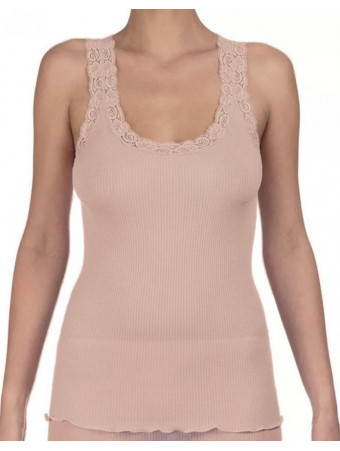 Silk Cashmere Tank Top in Lacy Pointelle, Ivory Camisole, Sheer