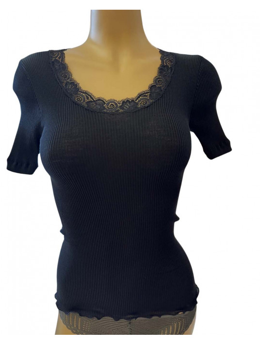 Oscalito black Short sleeves woolen silk t shirt