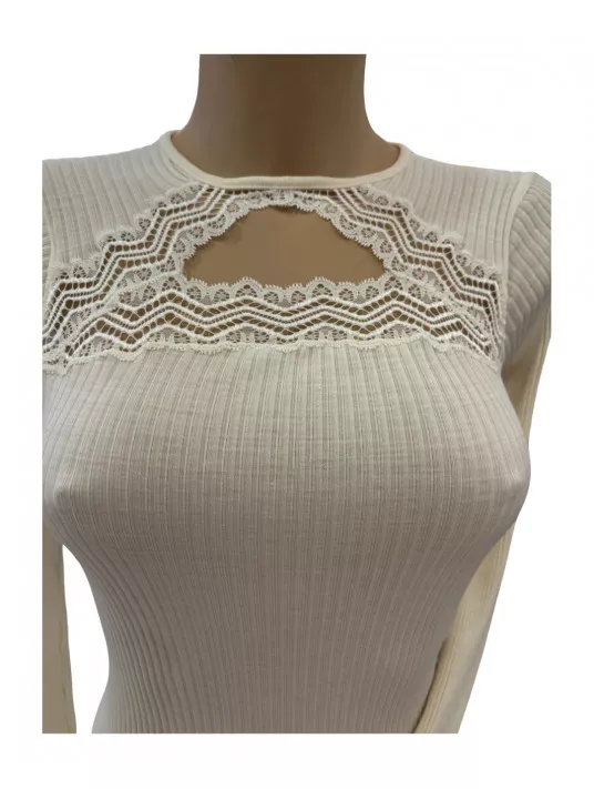 Oscalito Top manches longues champagne LAINE et SOIE