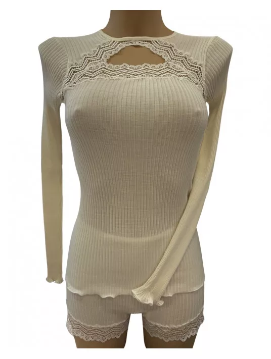Oscalito Top manches longues champagne LAINE et SOIE