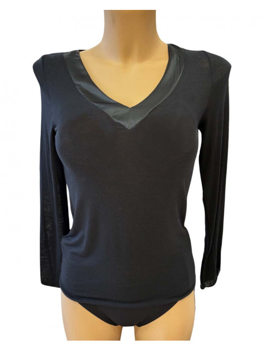 Long-Sleeve Bodysuit in Modal and Cashmere