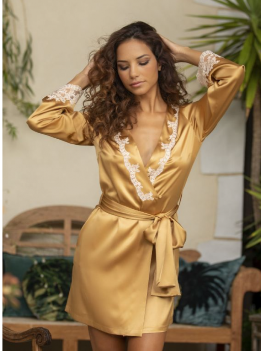 Gold satin 2025 dressing gown