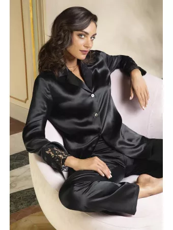 Black silk Pyjamas top Lise Charmel