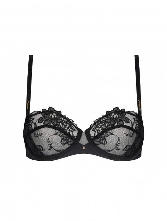 Exclusive full cup bra, embroidery, mesh inlay