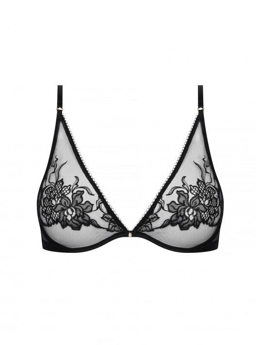 PURE MESH Bra n ° 8 - triangle without underwire BLACK