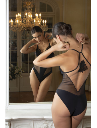 Women Bodysuit Leotard Long Sleeve Thong Lingerie Black Bodie Blouse UK  size