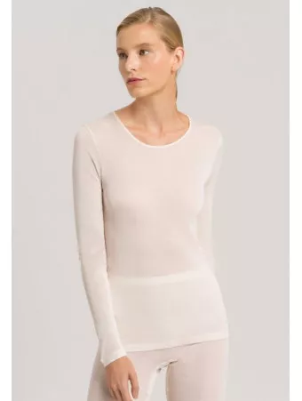 Hanro cream color Long-sleeved T-shirt SILK