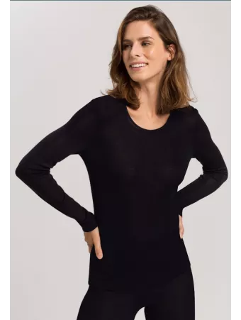 hanro black Long-sleeved T-shirt SILK