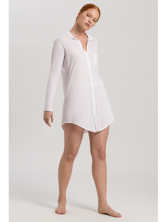 hanro Chemise boutonnée boyfriend blanc COTON