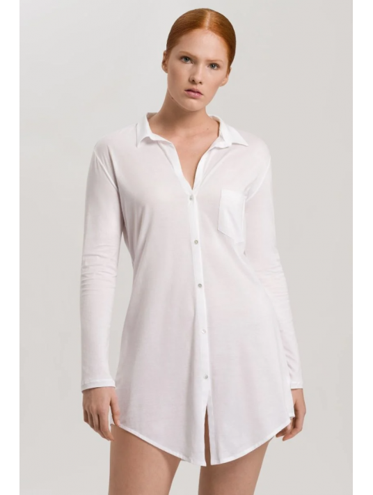 hanro Chemise boutonnée boyfriend blanc COTON