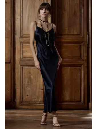 Marjolaine Long silk nightgown black TRACY