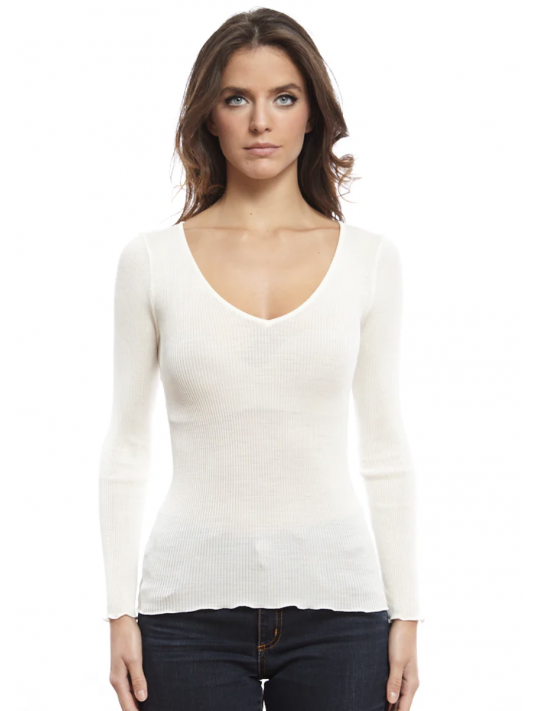 oscalito Long-sleeved top v neckline WOOLEN SILK