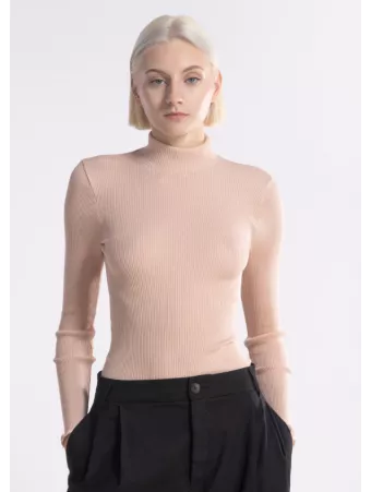 Oscalito turtleneck top nude WOOLEN SILK