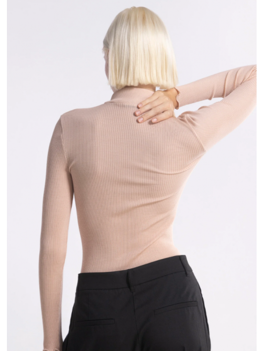 Oscalito turtleneck top nude WOOLEN SILK