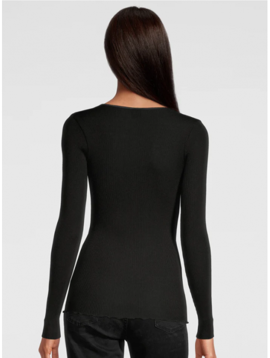 Oscalito Long-sleeved top black WOOLEN SILK