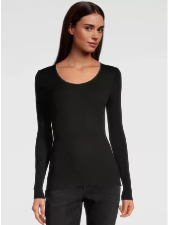 Oscalito Long-sleeved top black WOOLEN SILK