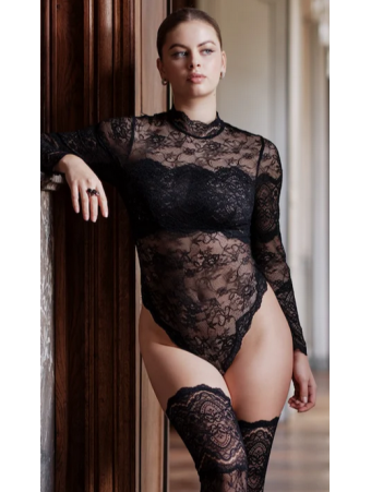 Marjolaine VENUS black long-sleeved bodysuit