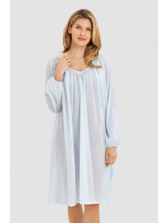 Feraud Chemise de nuit bleu voile COTON