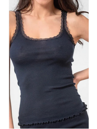 Moretta Tank top black WOOLEN SILK