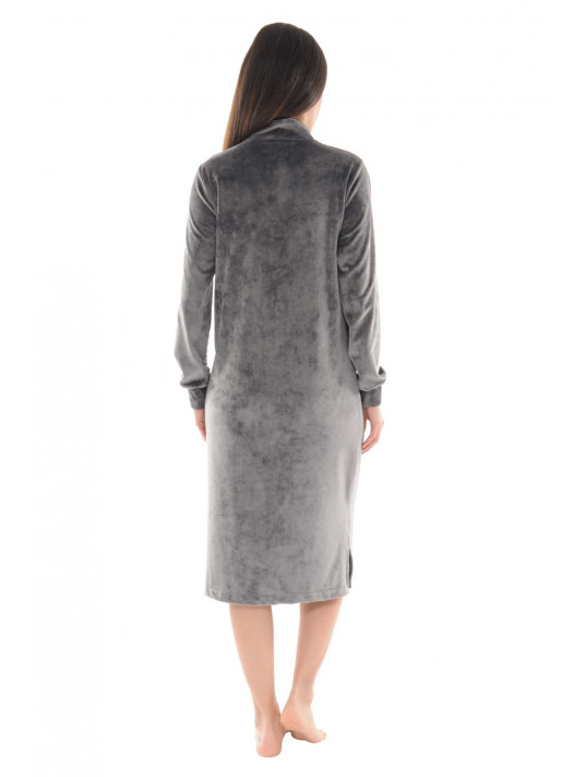 Pilus Robe d'intérieur velours gris ILIANE