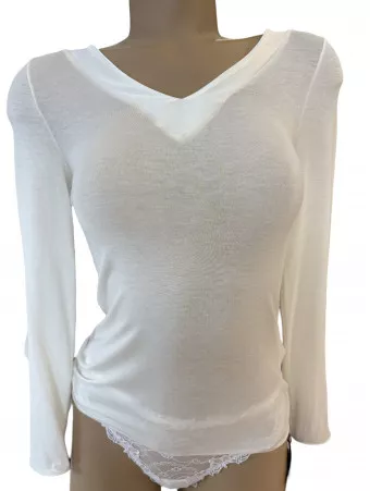 Long-sleeved top cream MODAL CASHMERE