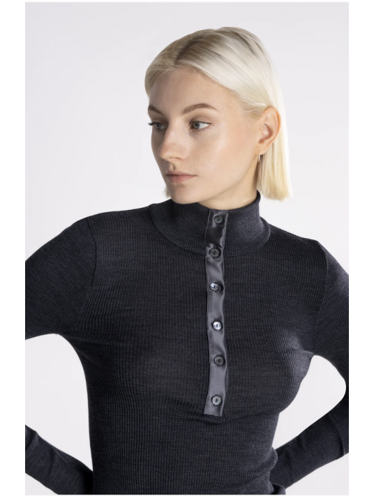 Oscalito Pull fin col montant noir LAINE ET SOIE