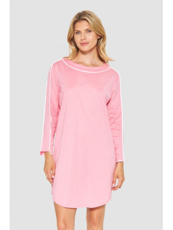 Feraud Chemise de nuit rose à manches longues COTON