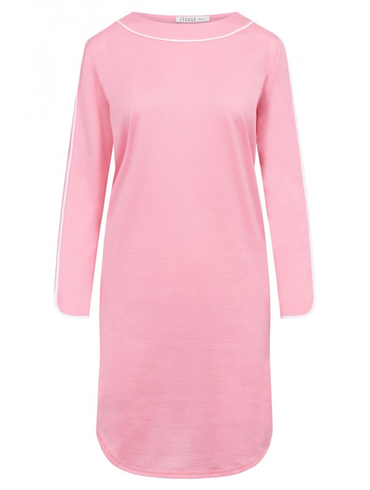 Feraud Chemise de nuit rose à manches longues COTON