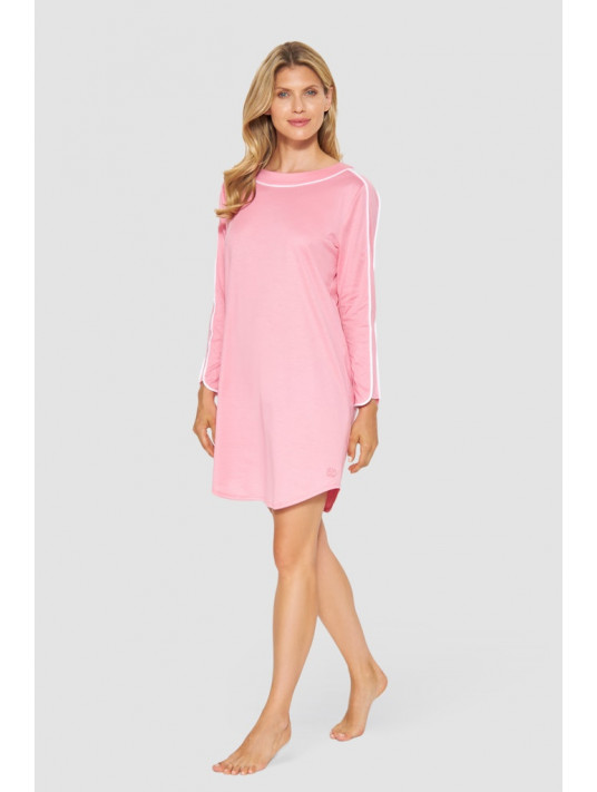 Feraud Chemise de nuit rose à manches longues COTON