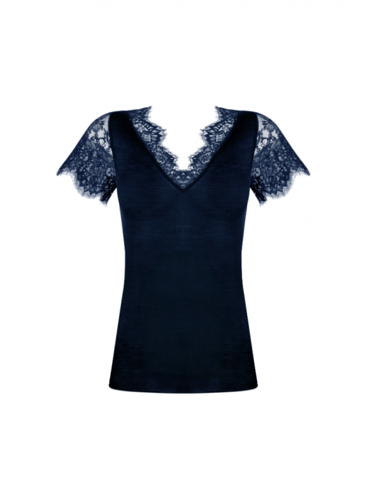 Short-sleeved top blue PLAISIR CARESSE