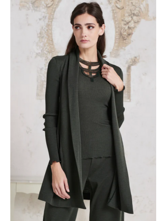 oscalito Long cardigan bosco green WOOLEN SILK