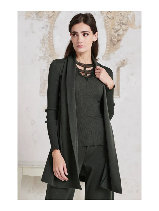 oscalito Long cardigan bosco green WOOLEN SILK