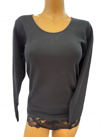 Moretta Long-sleeved top black COTTON