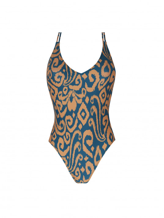 Antigel Swimsuit LA BALINAISE green orange ikat