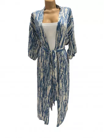 Kimono en coton bleu imprimé SUD