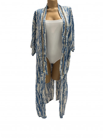 Kimono en coton bleu imprimé SUD