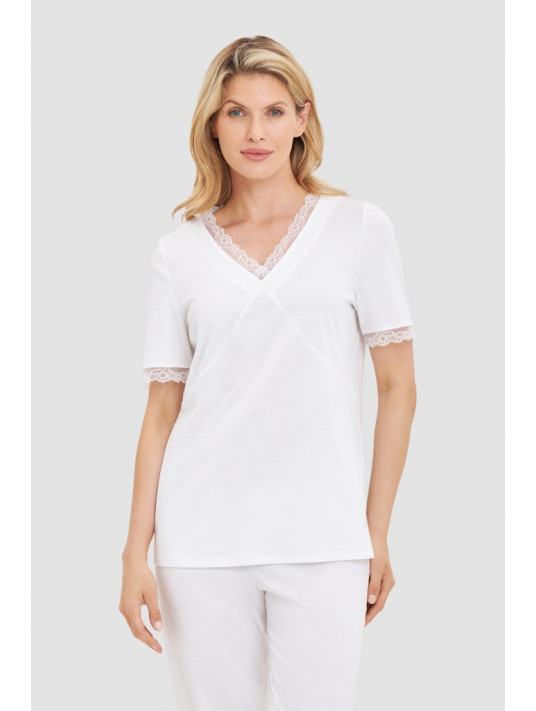 Feraud Pyjama manches courtes blanc en COTON