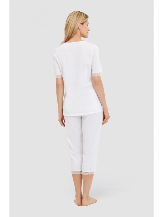 Feraud Pyjama manches courtes blanc en COTON